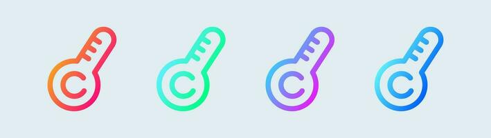 Temperature line icon in gradient colors. Celcius signs vector illustration.