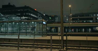 Commuter train arriving at Helsinki central railway station, Finland video