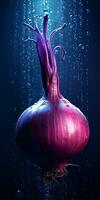 A dramatically composed photo of a bright purple onion AI Generated Image