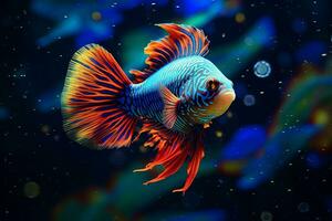 Beautiful Mandarin fish dramatic lighting AI Generated Image photo