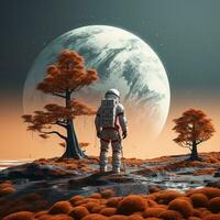 astronaut standing in mars illustration photo