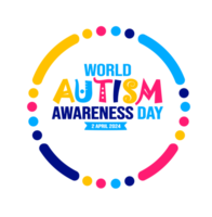 World autism awareness day typography transparent Png deisgn template celebrated in 2 April. use to background, banner, card, greeting card, poster, book cover, placard, photo frame, social media post