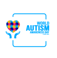 World autism awareness day typography transparent Png deisgn template celebrated in 2 April. use to background, banner, card, greeting card, poster, book cover, placard, photo frame, social media post