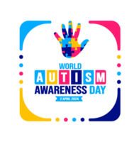 värld autism medvetenhet dag typografi transparent png deisgn mall berömd i 2 april. använda sig av till bakgrund, baner, kort, hälsning kort, affisch, bok omslag, plakat, Foto ram, social media posta