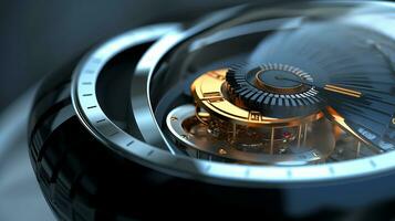 A close up view from a omega watch futuristic modern wallpaper AI Generated Image photo