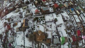 Aerial winter shot of township in Russia video