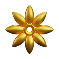 gold flower 3d rendering icon illustration png