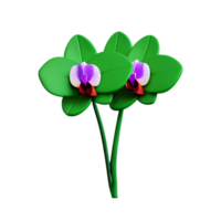 orchidée 3d le rendu icône illustration png
