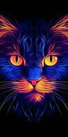 Beautiful neon chaos cat photography AI Generated Image photo