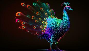 Beautiful and colorful peacock without background AI Generated Image photo