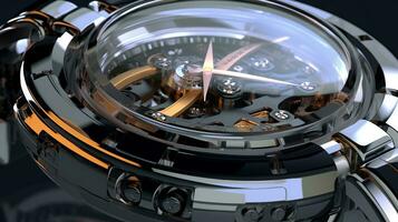 A close up view from a omega watch futuristic modern wallpaper AI Generated Image photo