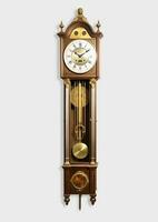 un antiguo péndulo reloj colgando desde un pared 35 mm fotografía ai generado imagen foto