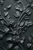 Branches of thorns and realistic leaves carved wallpaper AI Generated Image photo