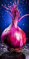 A dramatically composed photo of a bright purple onion AI Generated Image