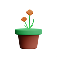 flower pot 3d rendering icon illustration png