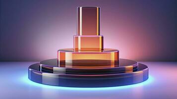 neon podium in bright psychedelic colors with backlighting. in y2k style. ai generated photo
