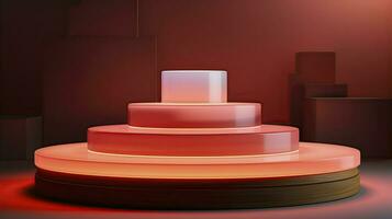 neon podium in bright psychedelic colors with backlighting. in y2k style. ai generated photo