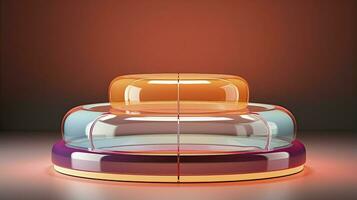 neon podium in bright psychedelic colors with backlighting. in y2k style. ai generated photo