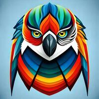 stylized macaw parrots with blue gradient background photo