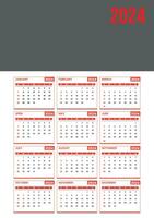 Vector wall calendar template 2024