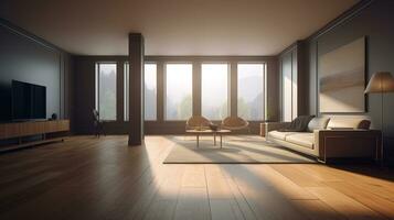 Living room minimalist landscape composition geometry photography AI Generated Image photo