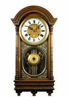 An antique pendulum clock hanging from a wall 35 mm photography AI Generated Image photo