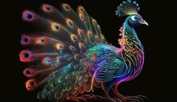 Beautiful and colorful peacock without background AI Generated Image photo