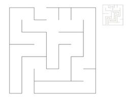 Square maze,  logic game with labyrinths.  maze game. A maze with answers vector