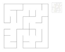 Square maze,  logic game with labyrinths.  maze game. A maze with answers vector