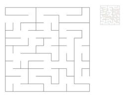 Square maze,  logic game with labyrinths.  maze game. A maze with answers vector