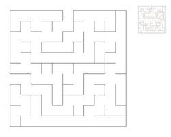 Square maze,  logic game with labyrinths.  maze game. A maze with answers vector