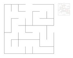 Square maze,  logic game with labyrinths.  maze game. A maze with answers vector