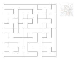 Square maze,  logic game with labyrinths.  maze game. A maze with answers vector