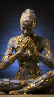 Beautiful statue with hands in yoga pose sculpture AI Generated Image photo