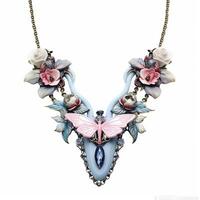 Butterfly love flower necklace chain in the style of pastel AI Generated Image photo