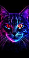 Beautiful neon chaos cat photography AI Generated Image photo