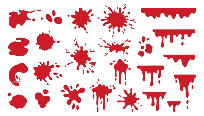 Set Of Various Dripping Grunge Blood Splatters Stock Illustration