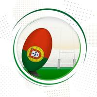 Flag of Portugal on rugby ball. Round rugby icon with flag of Portugal. vector
