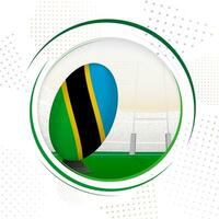 Flag of Tanzania on rugby ball. Round rugby icon with flag of Tanzania. vector