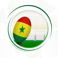 Flag of Senegal on rugby ball. Round rugby icon with flag of Senegal. vector