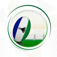 Flag of Lesotho on rugby ball. Round rugby icon with flag of Lesotho. vector