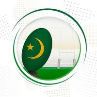 Flag of Mauritania on rugby ball. Round rugby icon with flag of Mauritania. vector