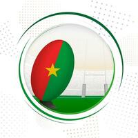 Flag of Burkina Faso on rugby ball. Round rugby icon with flag of Burkina Faso. vector