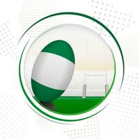 Flag of Nigeria on rugby ball. Round rugby icon with flag of Nigeria. vector