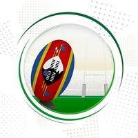 Flag of Swaziland on rugby ball. Round rugby icon with flag of Swaziland. vector