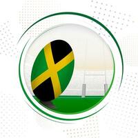 Flag of Jamaica on rugby ball. Round rugby icon with flag of Jamaica. vector