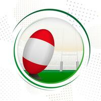 Flag of Peru on rugby ball. Round rugby icon with flag of Peru. vector