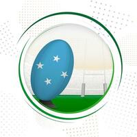 Flag of Micronesia on rugby ball. Round rugby icon with flag of Micronesia. vector