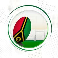 Flag of Vanuatu on rugby ball. Round rugby icon with flag of Vanuatu. vector