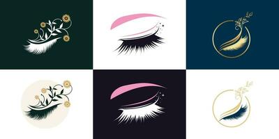 Eyelashes set logo design with unique concept style Premium Vector